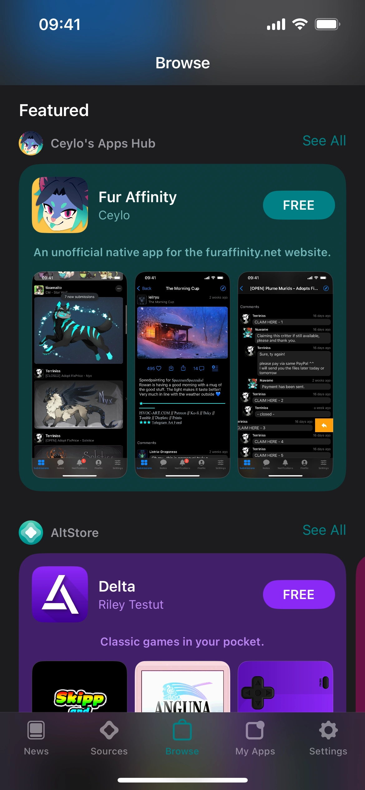 app preview in AltStore